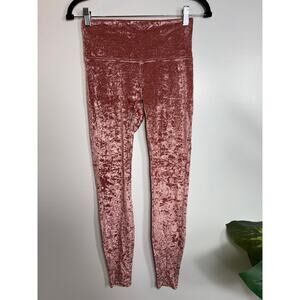Lululemon Wunder Lounge Pink Crushed Velvet Leggings High Waist Womens 6 / Small